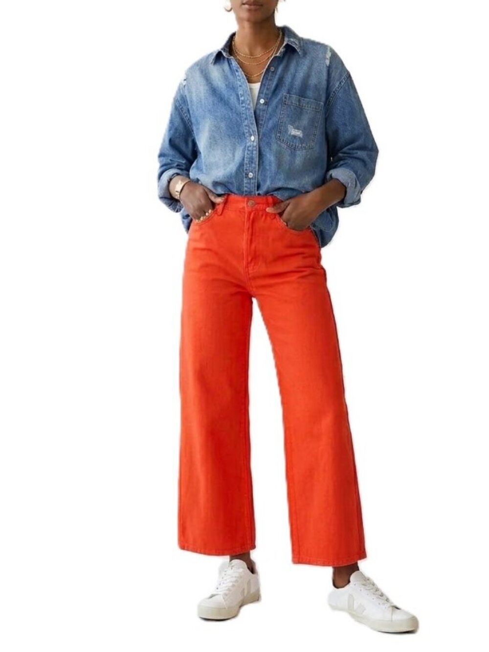 BDG High & Wide Jeans Size 27 Red Orange High Rise Wide Leg Denim EUC